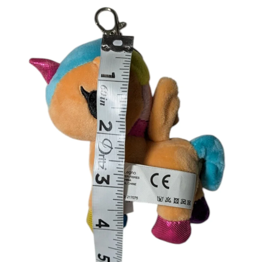 Tokidoki Kaili Unicorno Plush Keychain Tan Body Colorful Mane Flower Embroidery